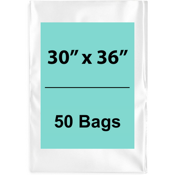 30X36 inches Clear Flat Poly Bags 1.5Mil Open Top (LDPE)